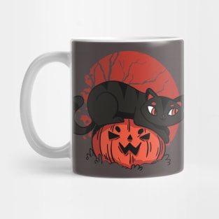 Halloween Black Cat Pumpkin Jack O Lantern Monster Cute Costume Spooky Funny Creepy Creature Mug